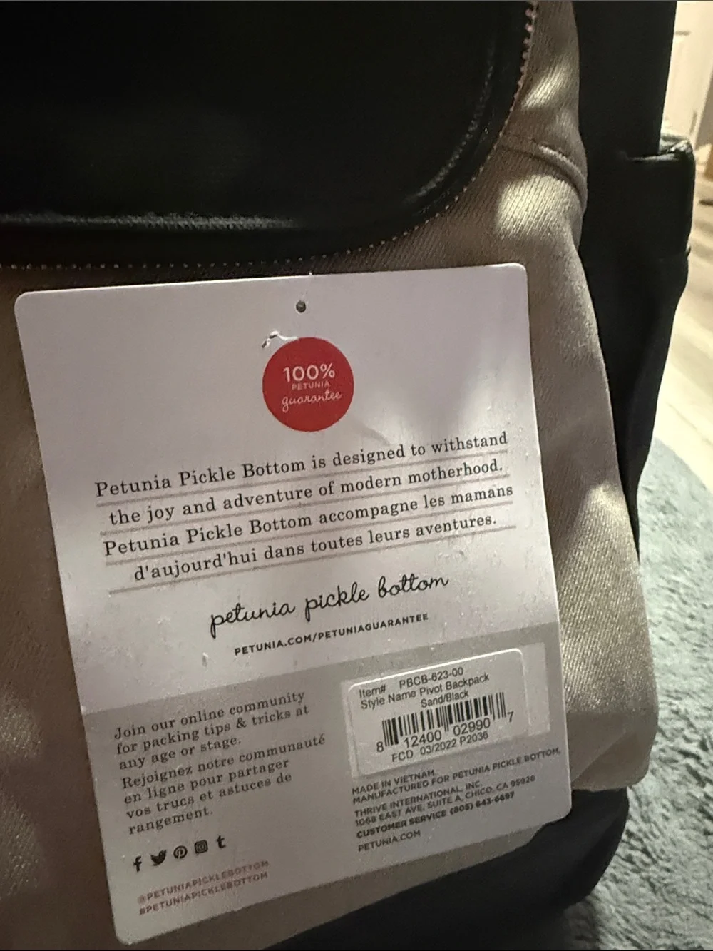 Petunia Pickle Bottom Pivot Backpack in Black Sand